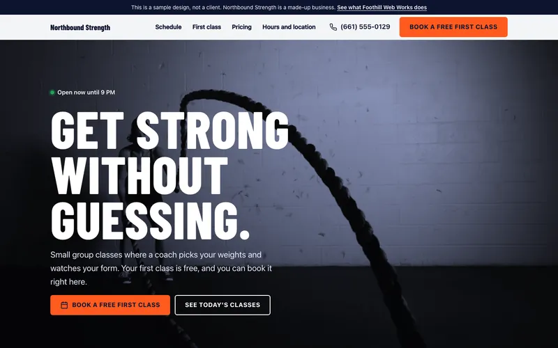 Laptop screenshot of the Northbound Strength sample site